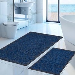 Mijölnir Juego de alfombrillas de baño de algodón azul (2 piezas)